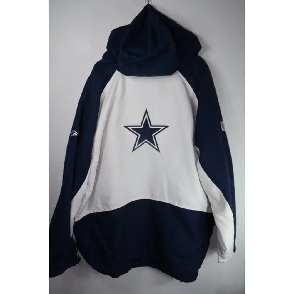 Vintage Reebok Label DALLAS COWBOYS On-Field Zippered 2XL Winter Hoodie‎ Jacket